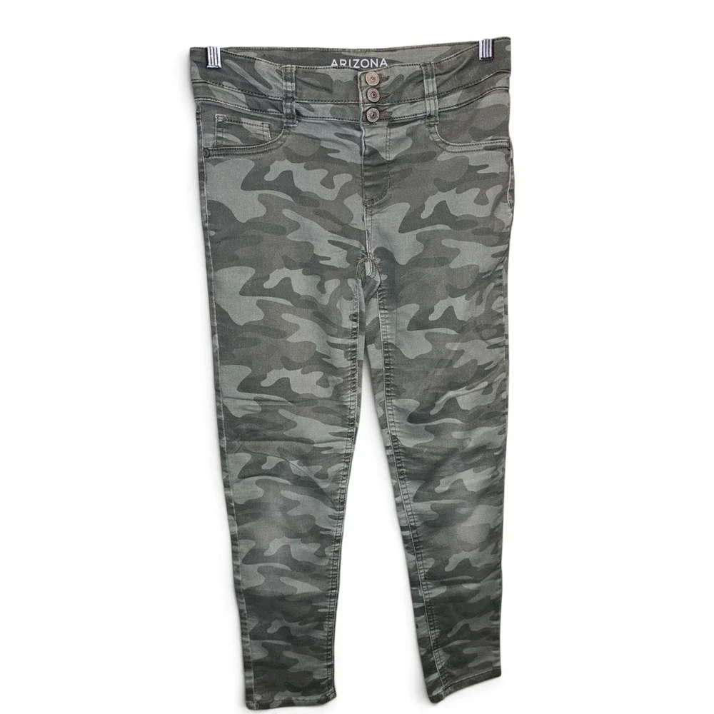 Arizona Camo Skinny Pants Girls Size 14 Green Excellent High Waist Camouflage